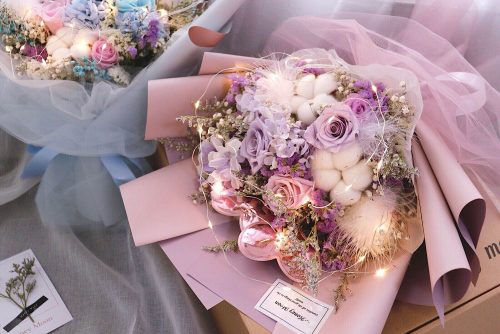海約山盟粉紫色保鮮玫瑰花束 3