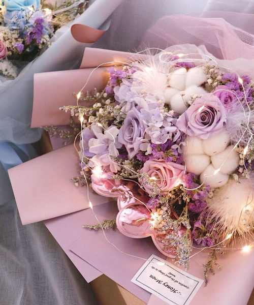 海約山盟粉紫色保鮮玫瑰花束 6